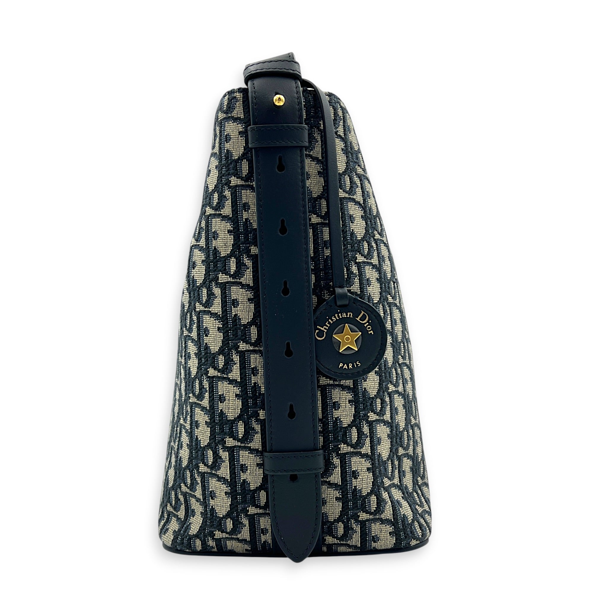 Diorstar Blue Bucket Bag in Jacquard, Gold hardware