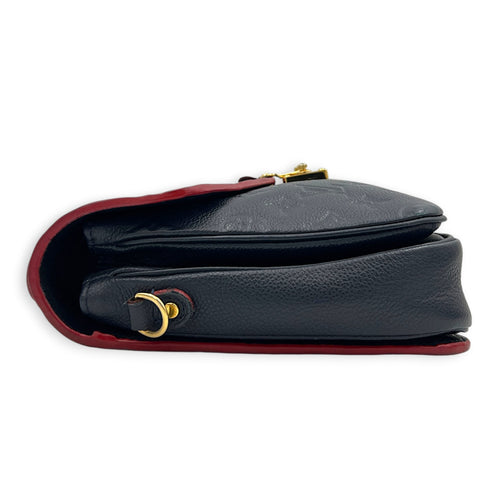 Pochette Metis Blue Top Handle Bag in Empreinte Leather, Gold hardware