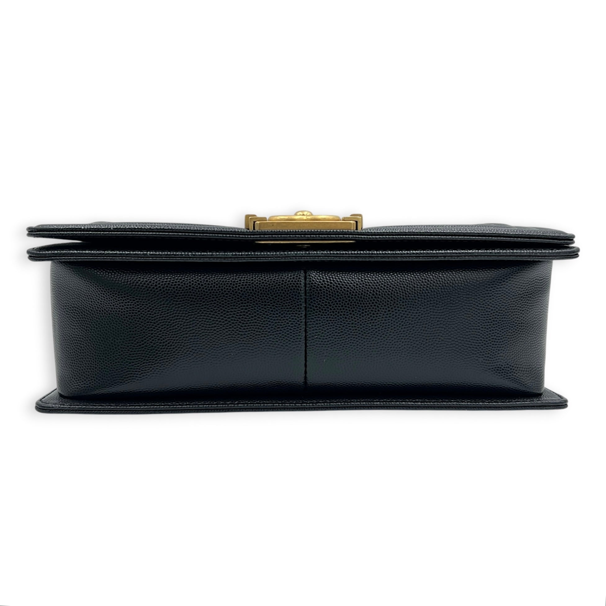 Boy Shoulder Bag Gold in Caviar Leather, Gold hardware