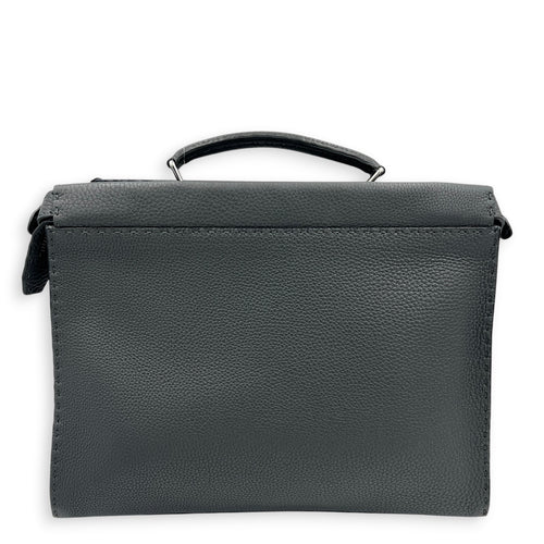 Peekaboo Grey Top Handle Bag in Calfskin, Silver hardware