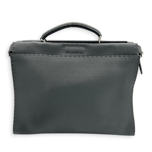Peekaboo Grey Top Handle Bag in Calfskin, Silver hardware