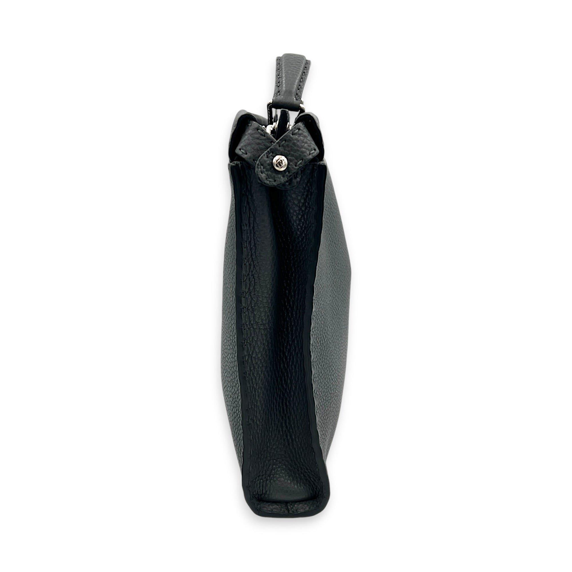 Peekaboo Grey Top Handle Bag in Calfskin, Silver hardware