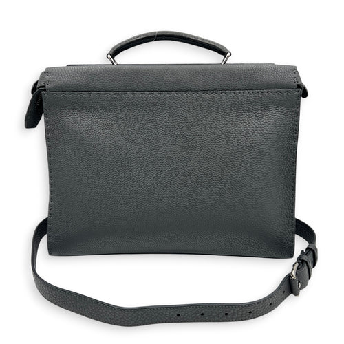 Peekaboo Grey Top Handle Bag in Calfskin, Silver hardware