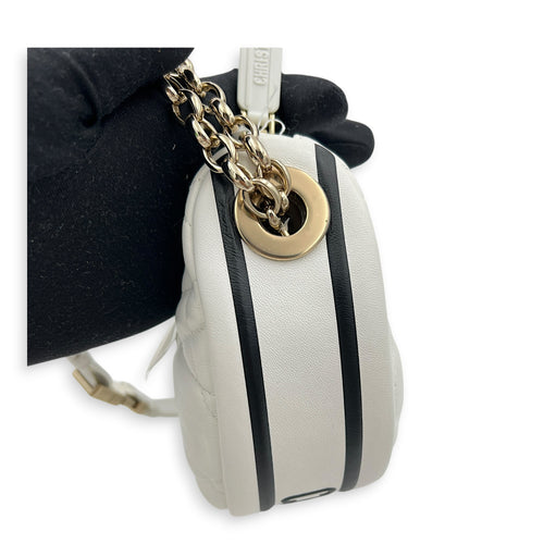 Vibe Small White Shoulder Bag in Calfskin, Gold hardware