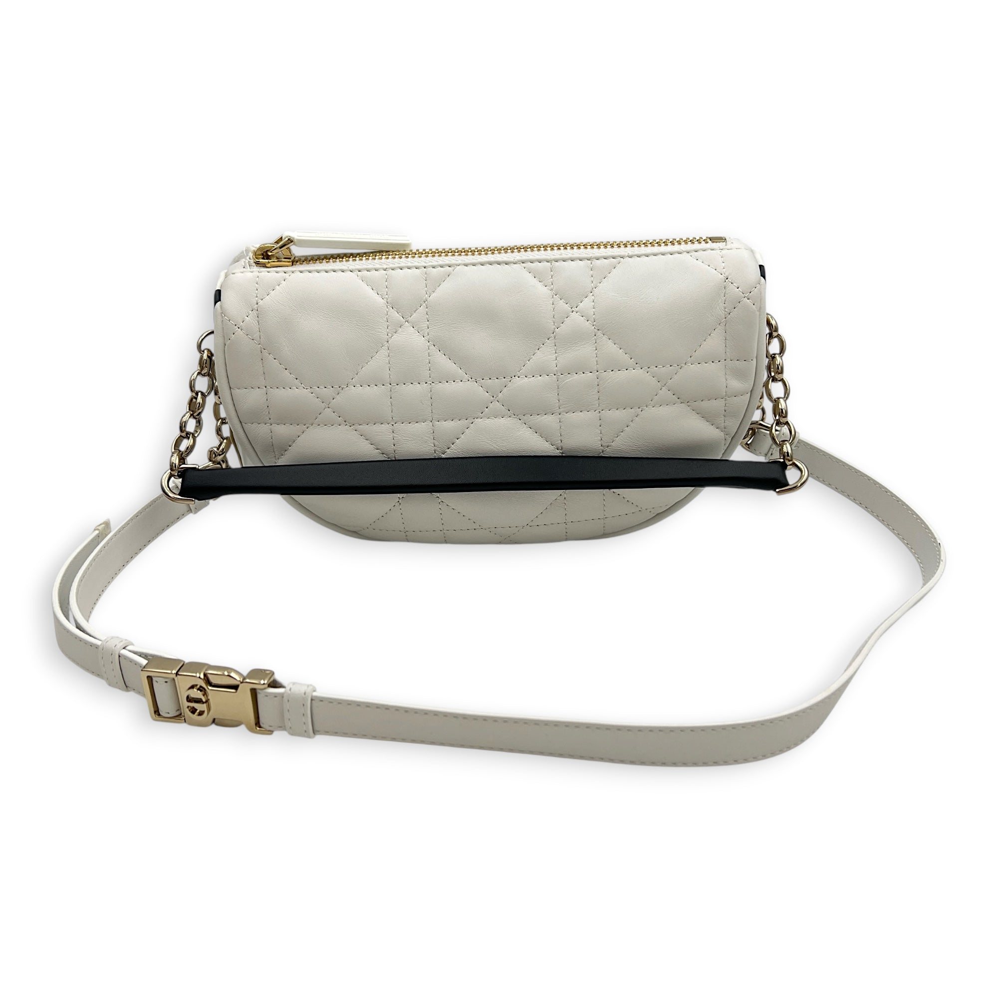 Vibe Small White Shoulder Bag in Calfskin, Gold hardware