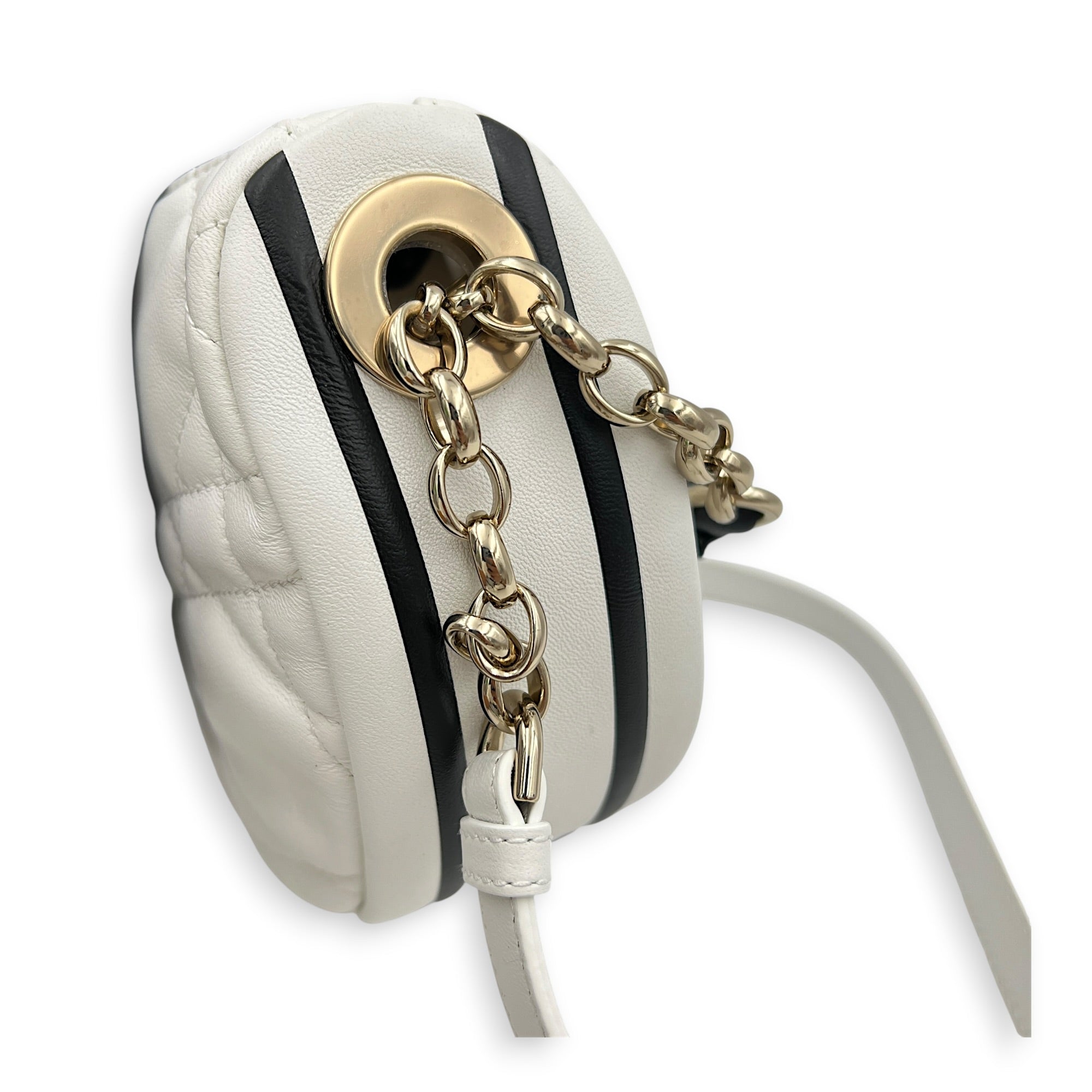 Vibe Small White Shoulder Bag in Calfskin, Gold hardware