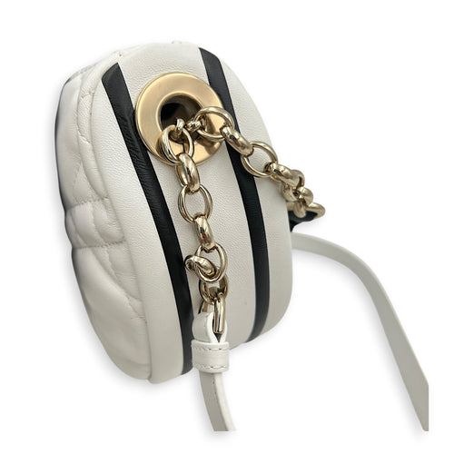 Vibe Small White Shoulder Bag in Calfskin, Gold hardware