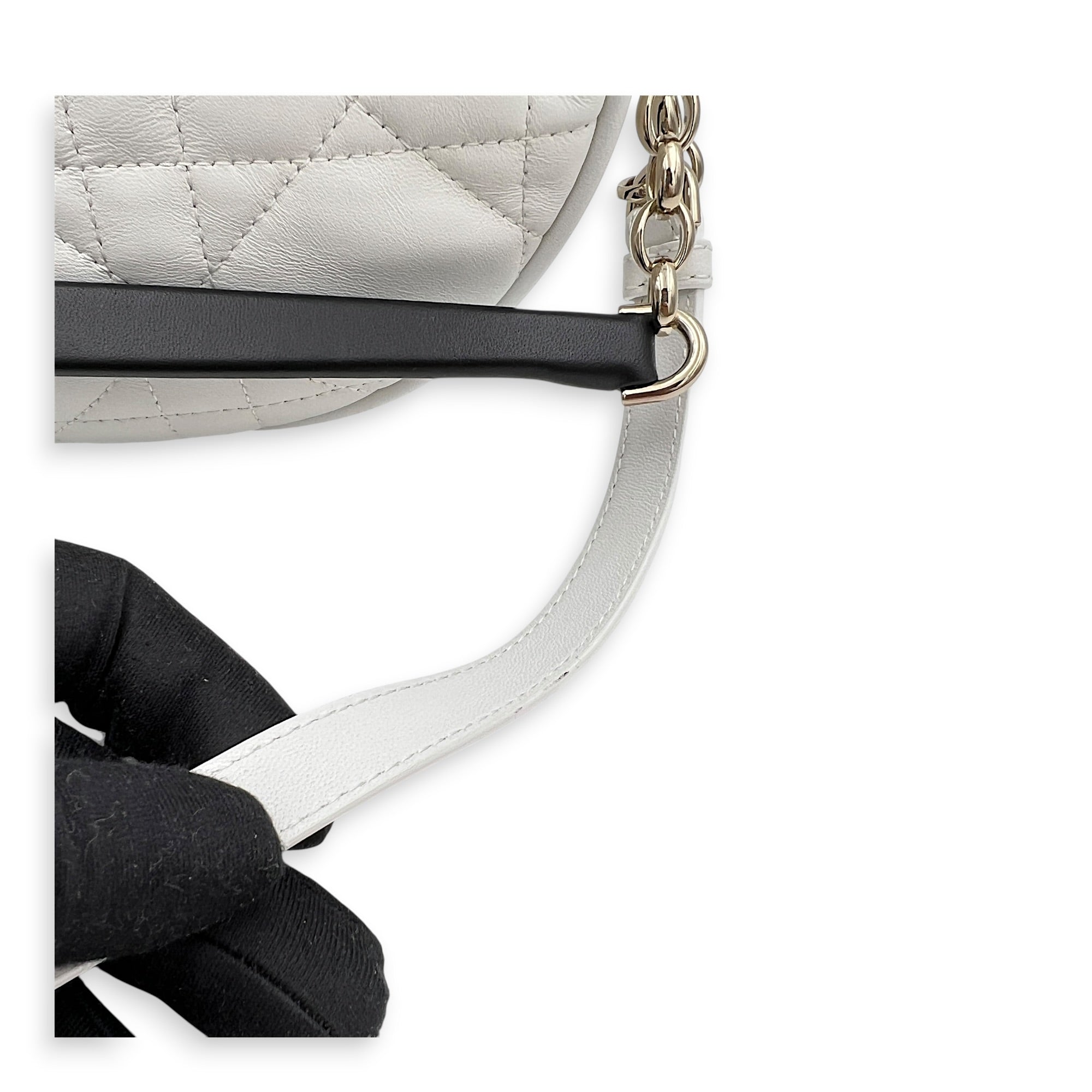 Vibe Small White Shoulder Bag in Calfskin, Gold hardware