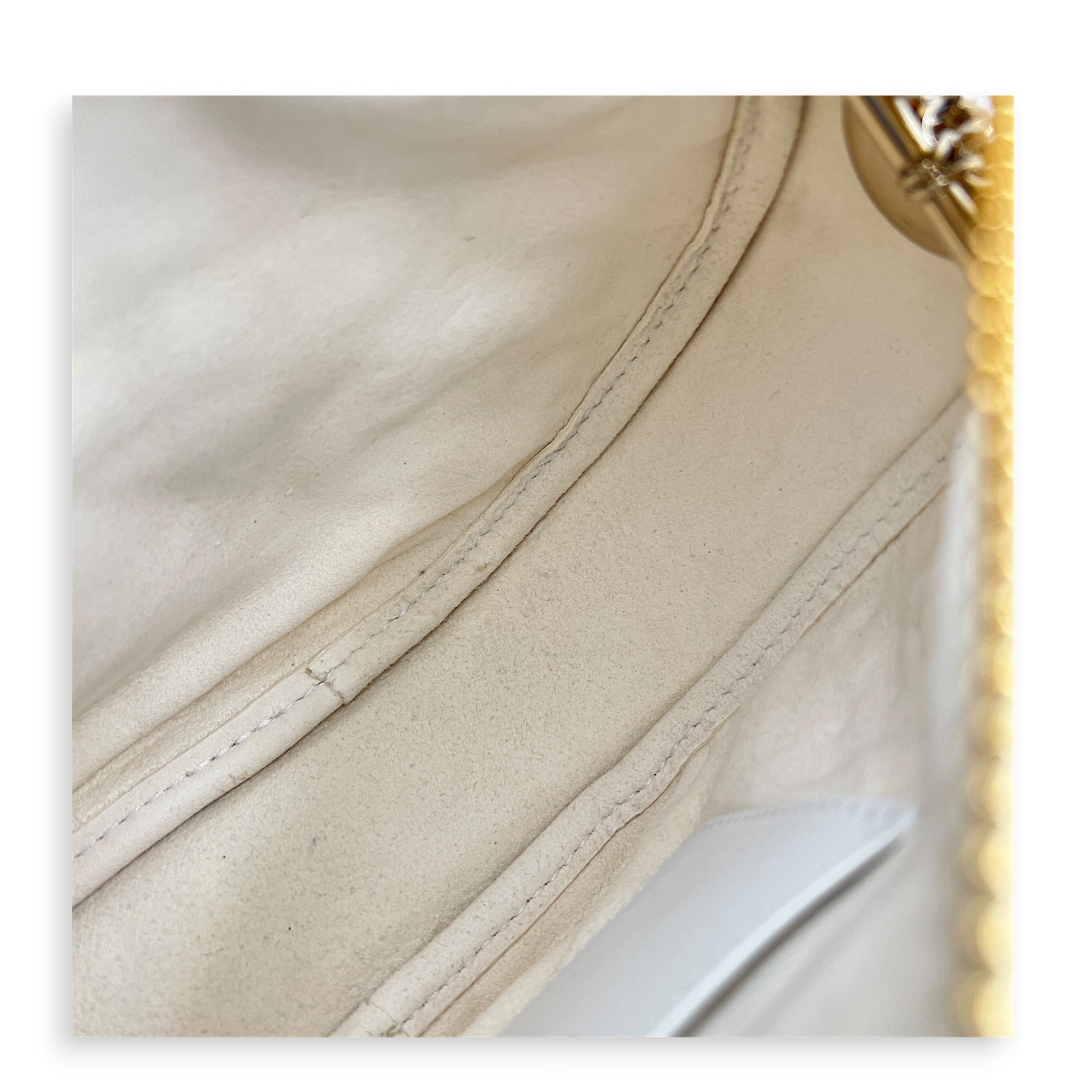 Vibe Small White Shoulder Bag in Calfskin, Gold hardware