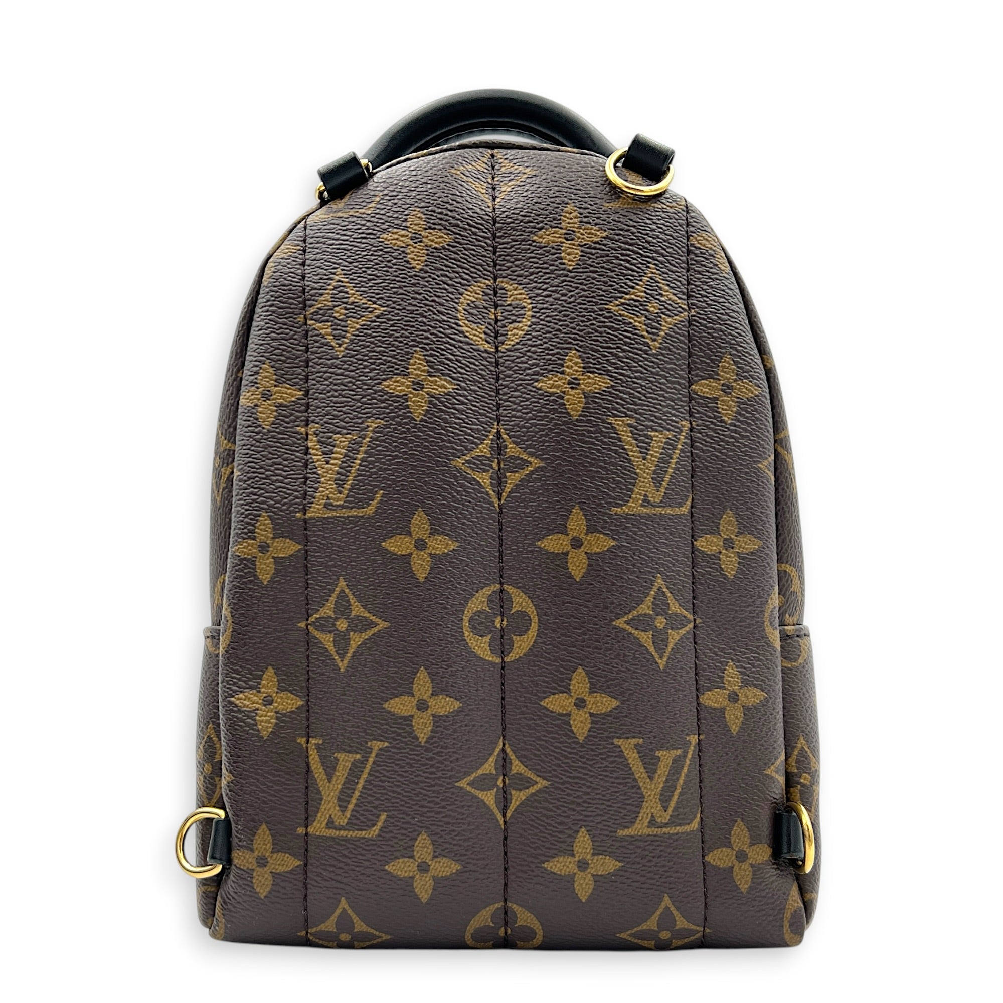 Palm Springs Mini Brown Backpack in Monogram Coated Canvas, Gold hardware