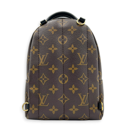 Palm Springs Mini Brown Backpack in Monogram Coated Canvas, Gold hardware