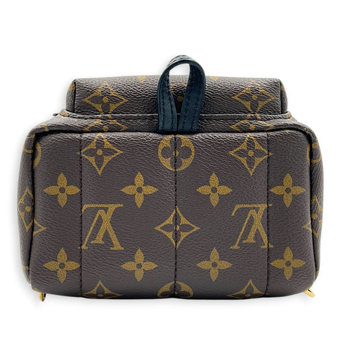 Palm Springs Mini Brown Backpack in Monogram Coated Canvas, Gold hardware
