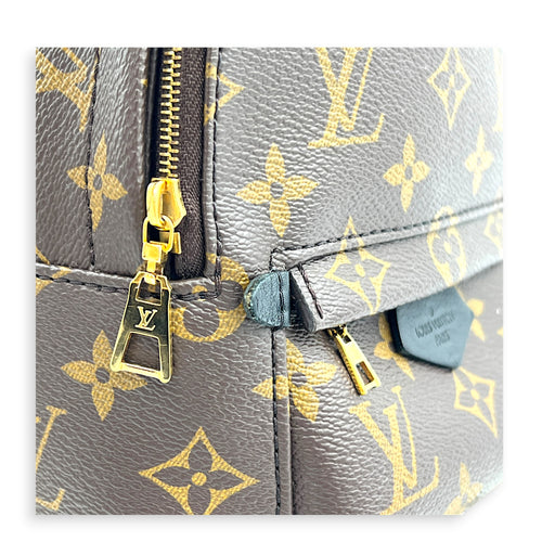 Palm Springs Mini Brown Backpack in Monogram Coated Canvas, Gold hardware