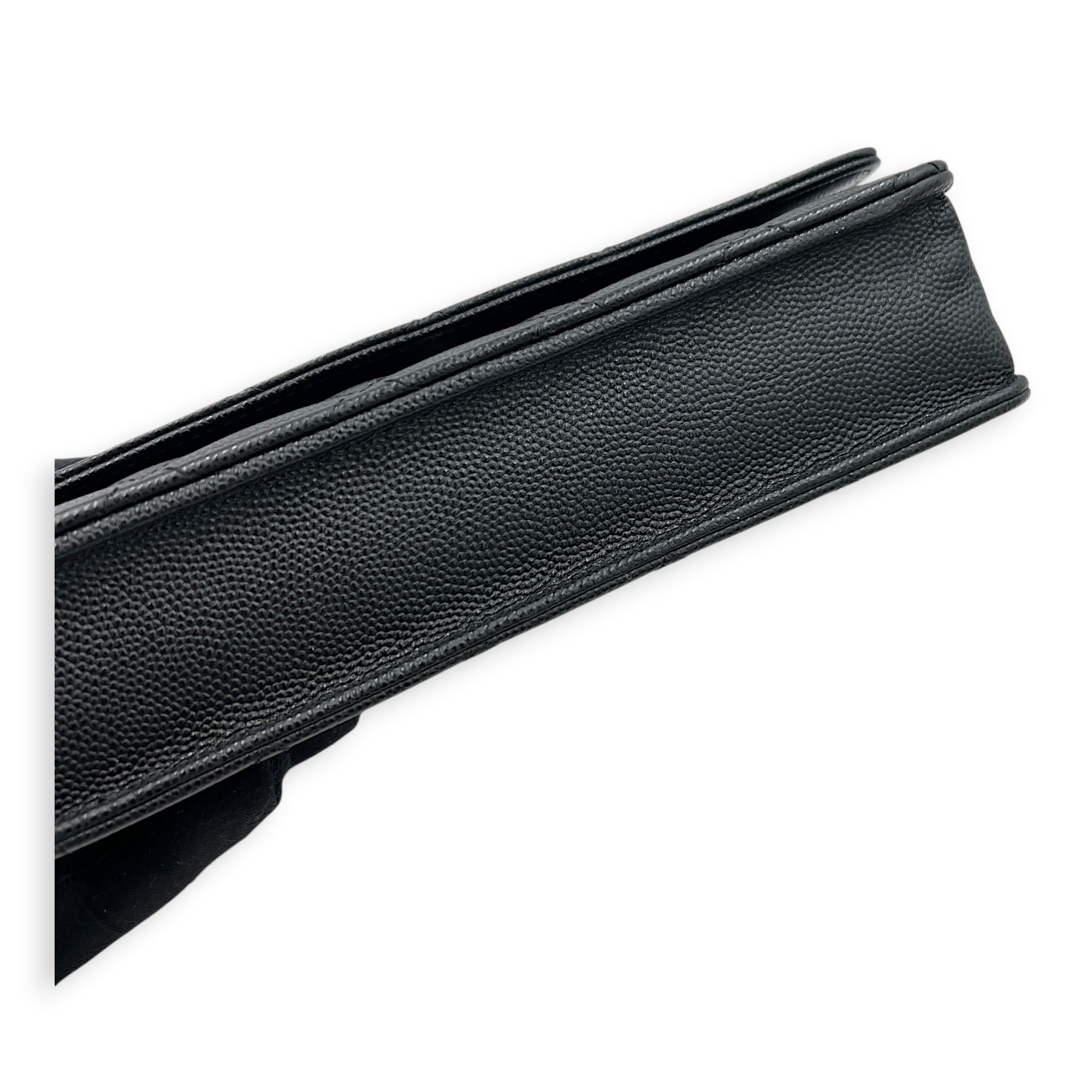 CC Wallet On Chain Black in Caviar Leather, Gold hardware
