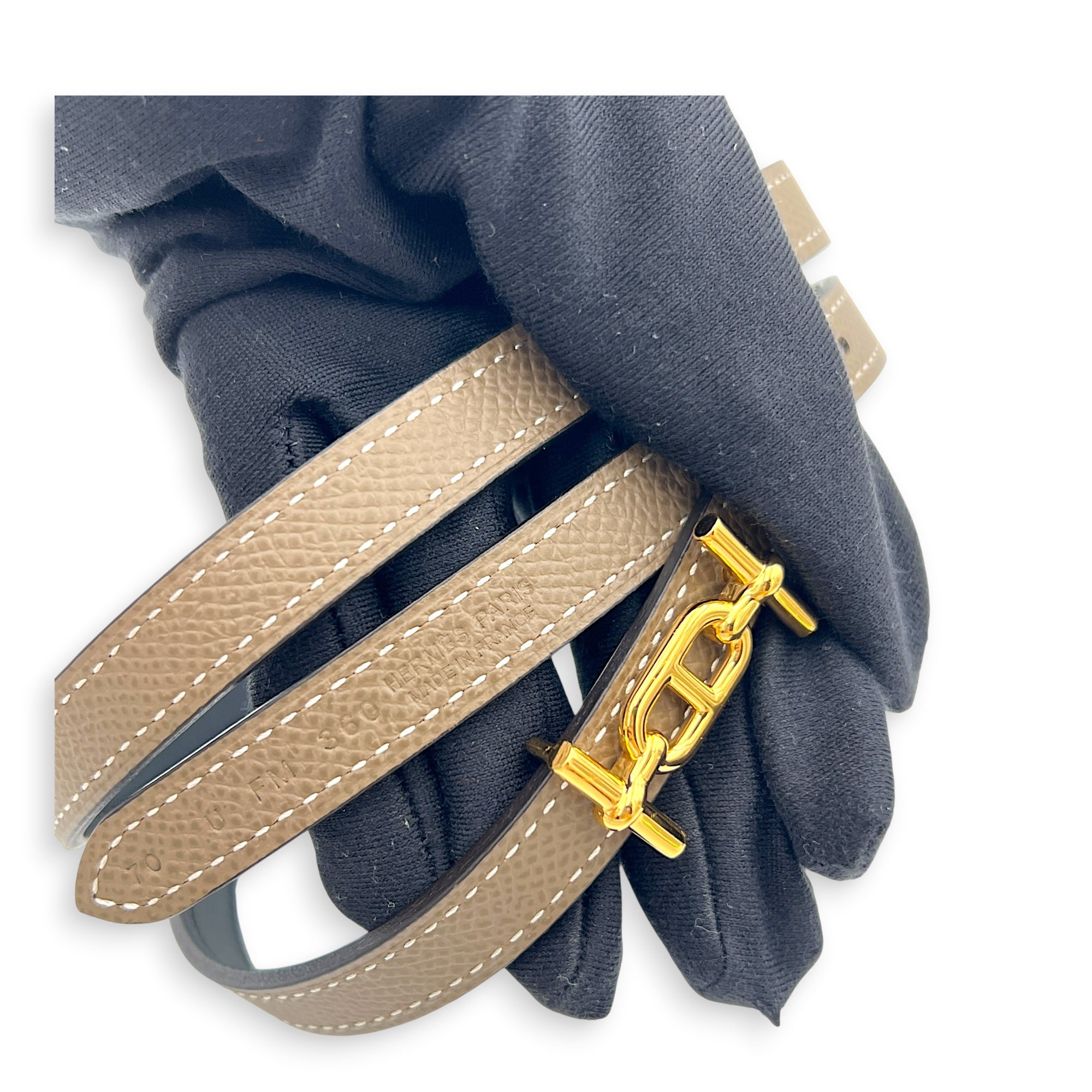 Ancre 70 Eutope Noir Belt in Epsom, Gold hardware