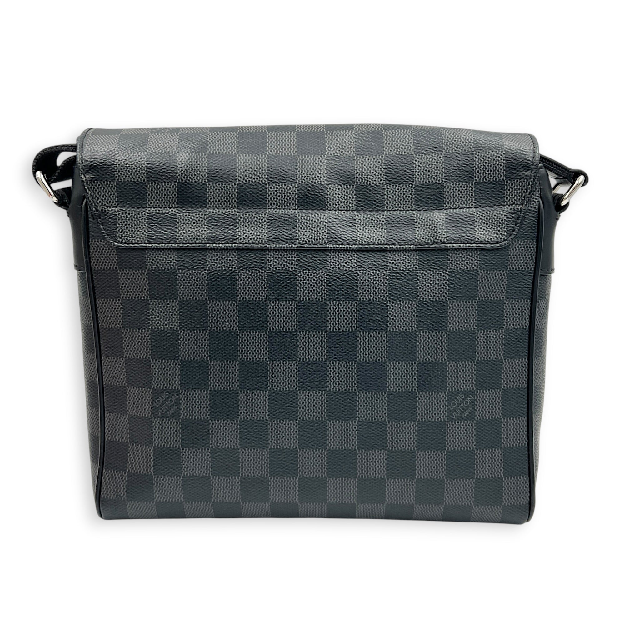District Messenger Black in Coated Canvas, Silver hardware