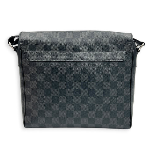 District Messenger Black in Coated Canvas, Silver hardware