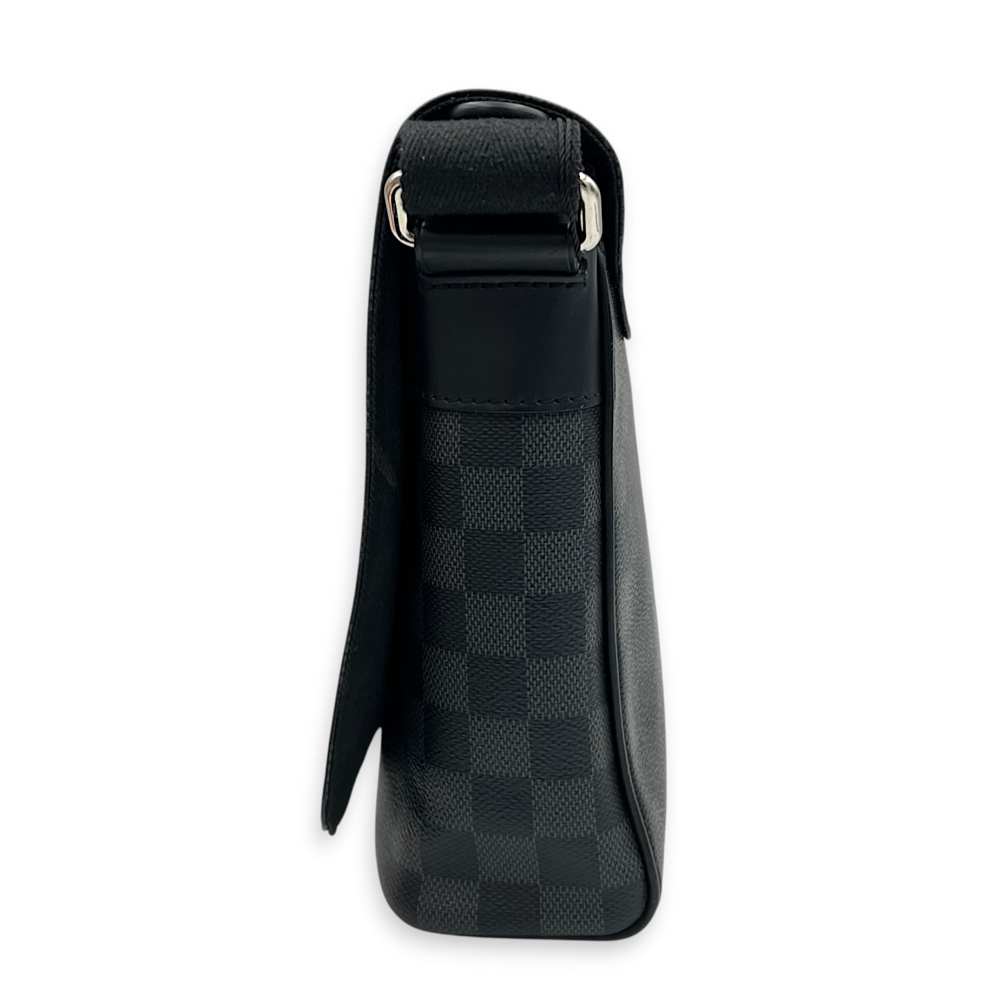 District Messenger Black in Coated Canvas, Silver hardware