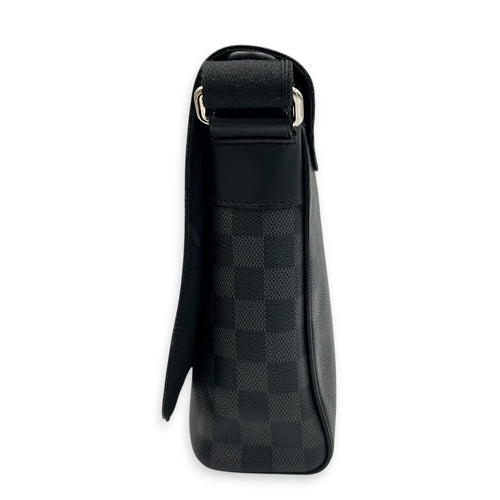 District Messenger Black in Coated Canvas, Silver hardware