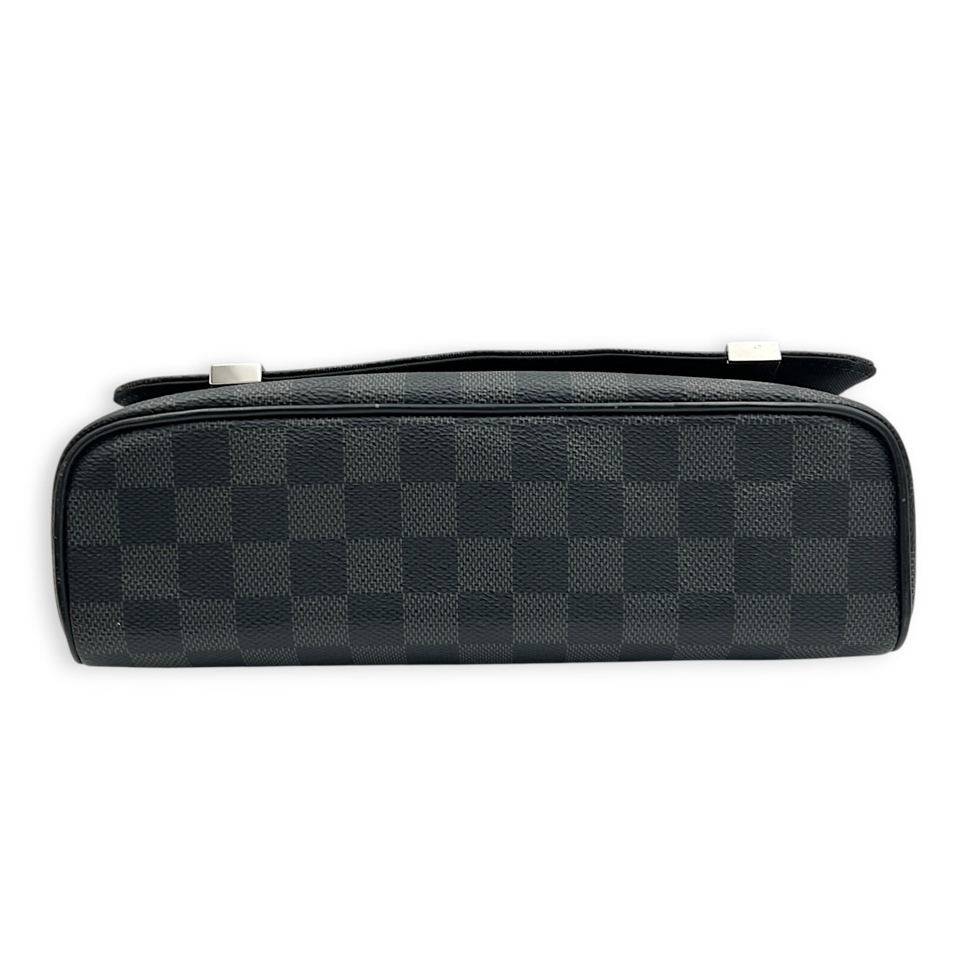 District Messenger Black in Coated Canvas, Silver hardware