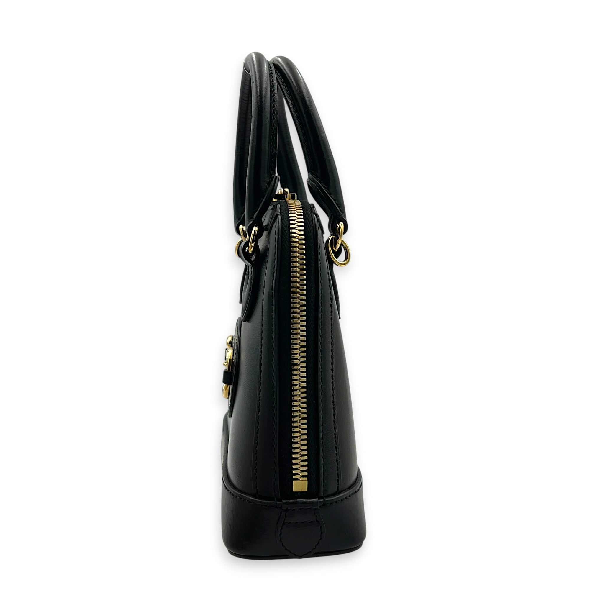 Horsebit 1955 Top Handle Bag Black in Calfskin, Gold hardware