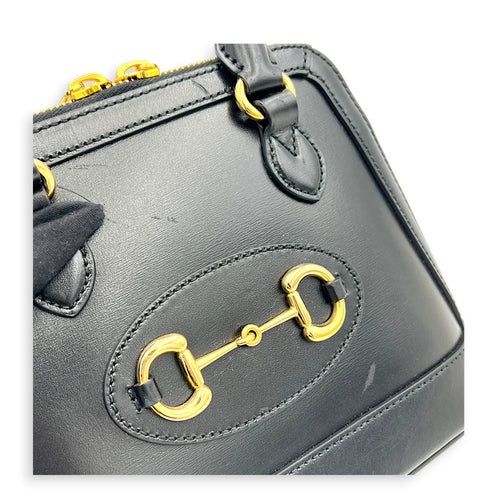 Horsebit 1955 Top Handle Bag Black in Calfskin, Gold hardware