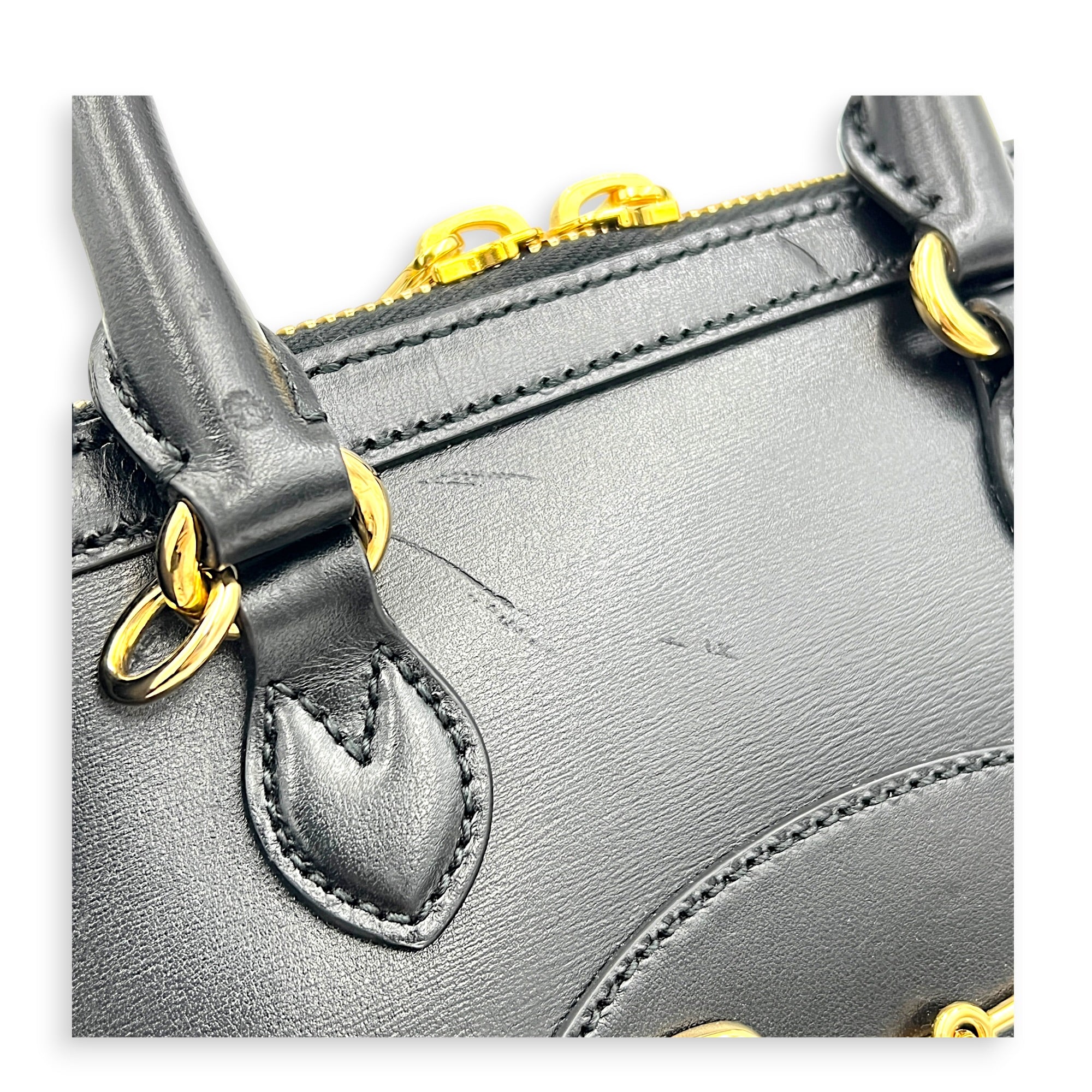 Horsebit 1955 Top Handle Bag Black in Calfskin, Gold hardware