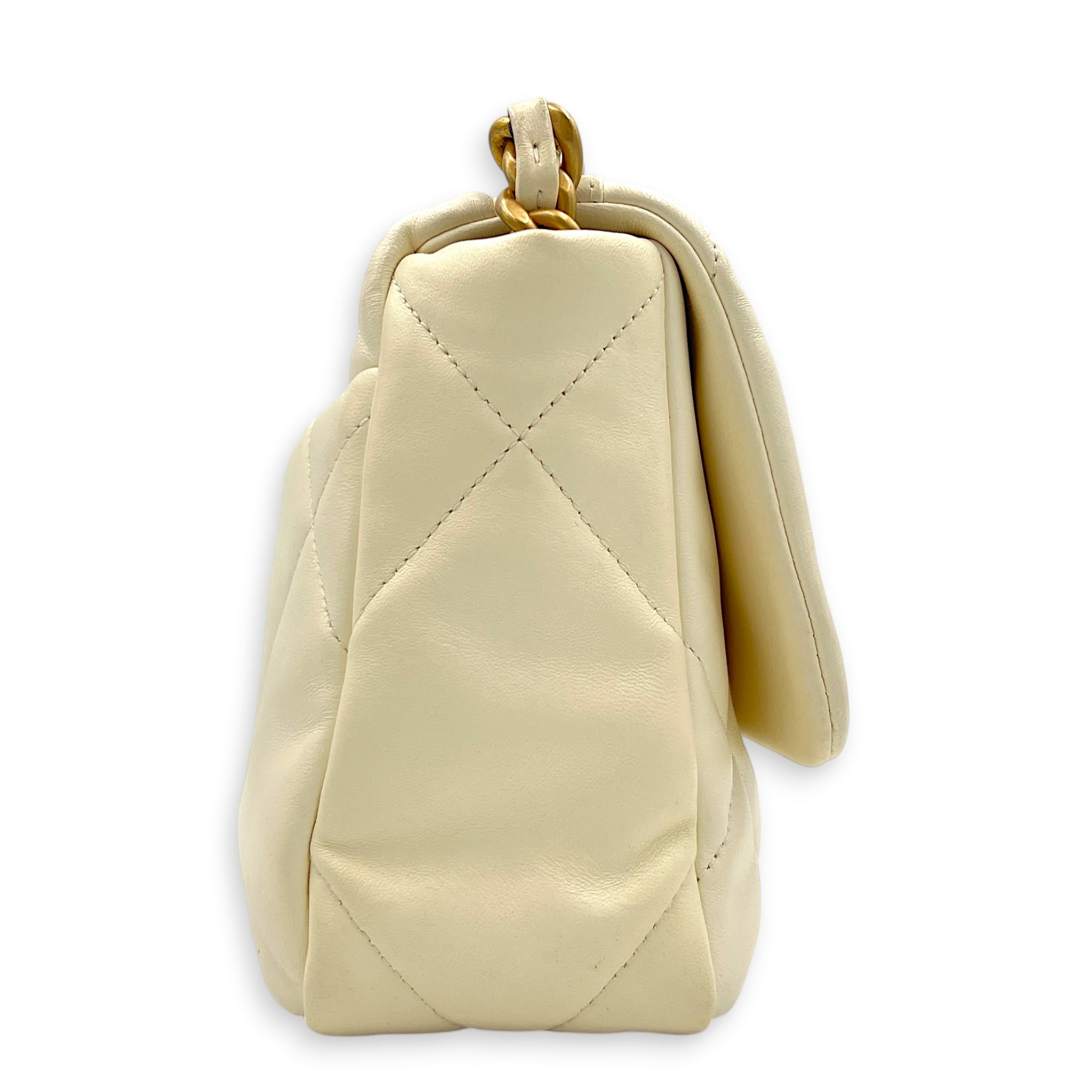C19 Top Handle Bag White in Lambskin, Mixed hardware