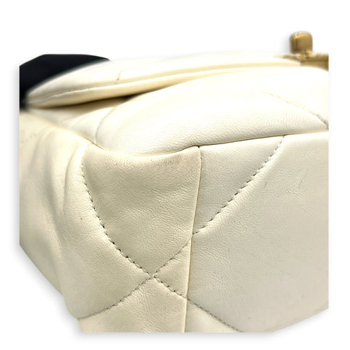 C19 Top Handle Bag White in Lambskin, Mixed hardware