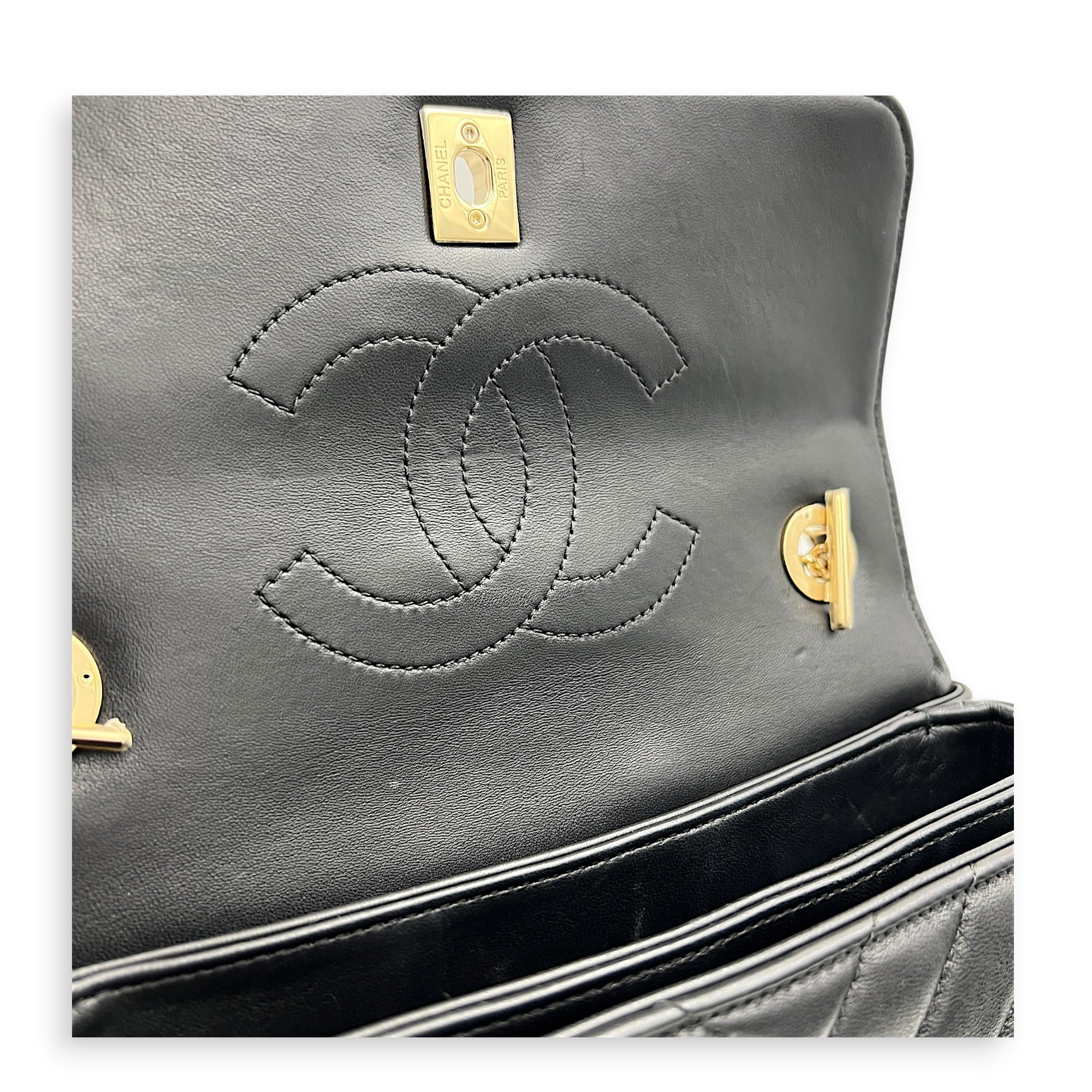 Trendy CC Black Top Handle Bag in Lambskin, Gold hardware