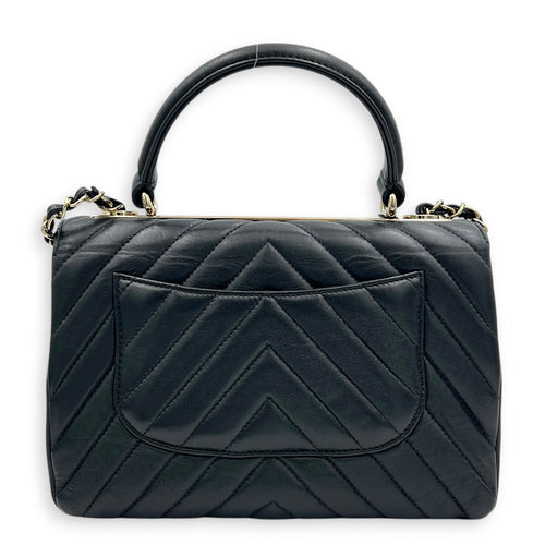 Trendy CC Black Top Handle Bag in Lambskin, Gold hardware