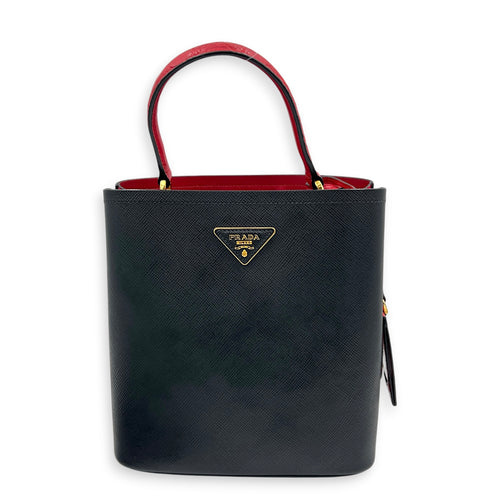 Panier Bucket Bag Black in Saffiano Leather, Gold hardware