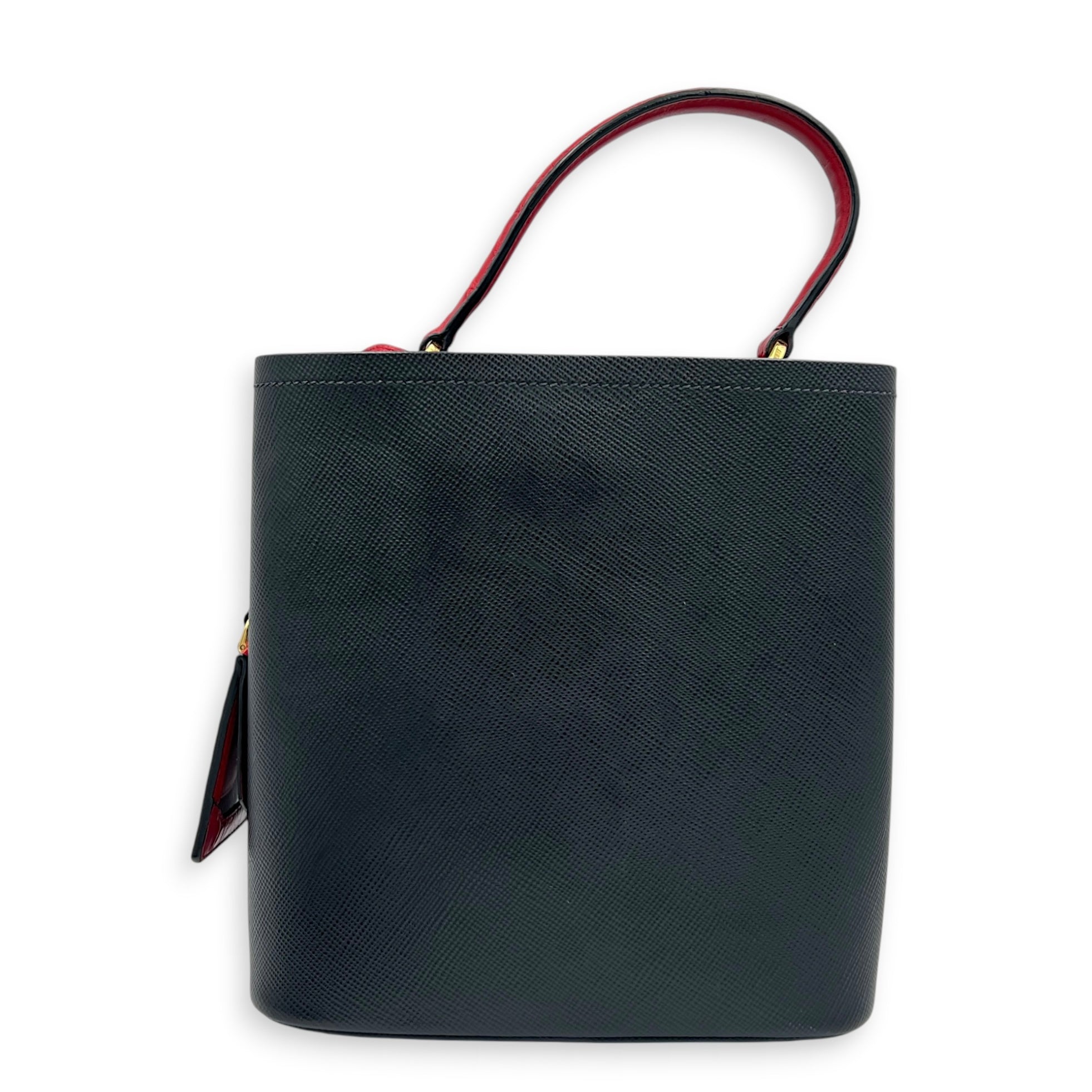 Panier Bucket Bag Black in Saffiano Leather, Gold hardware