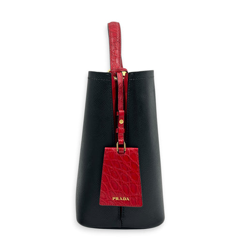Panier Bucket Bag Black in Saffiano Leather, Gold hardware