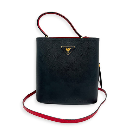 Panier Bucket Bag Black in Saffiano Leather, Gold hardware