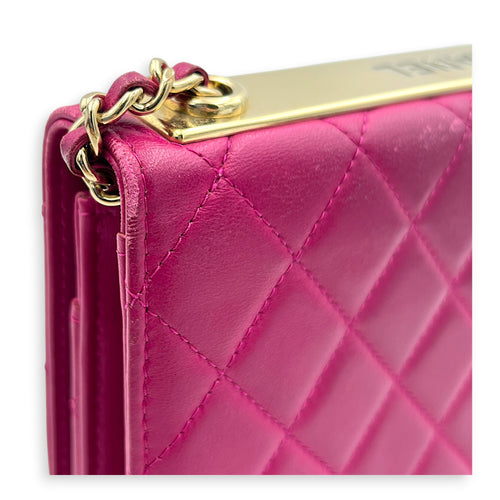 CC Trendy Pink Wallet On Chain in Lambskin, Gold hardware