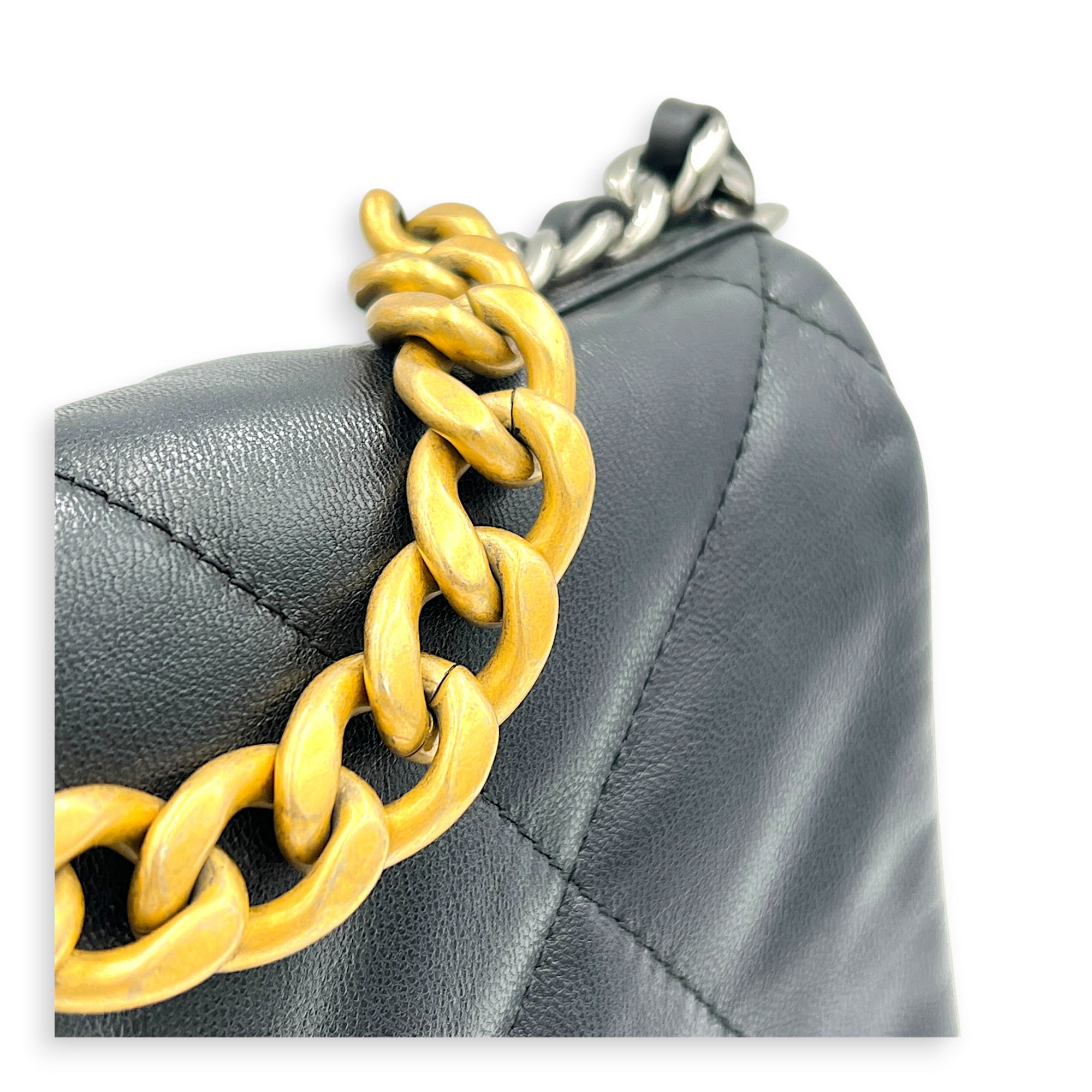 C19 Top Handle Bag Black in Calfskin, Mixed hardware