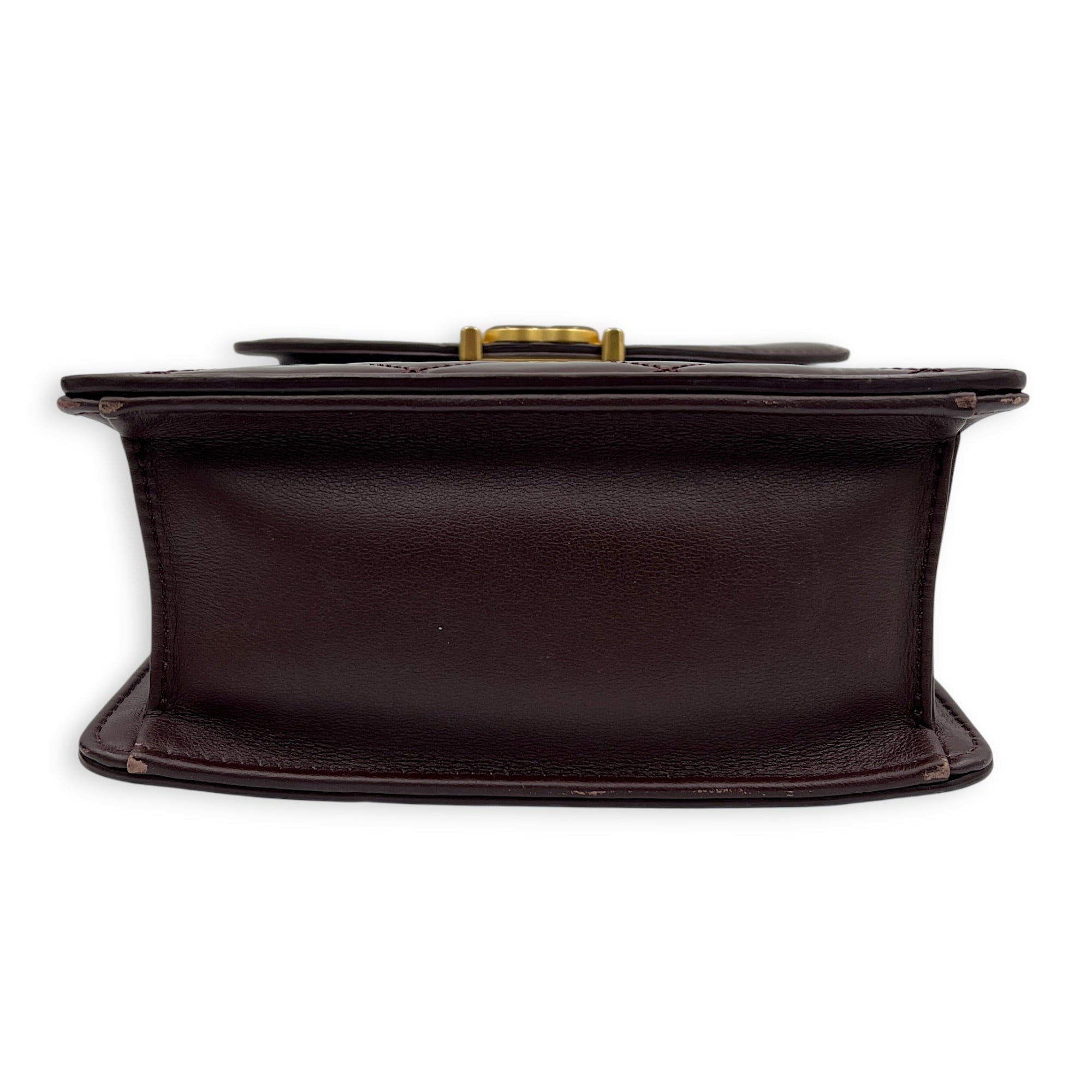 23A Top Handle Bag Brown in Patent Leather, Gold hardware