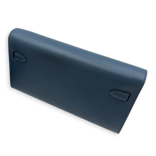 Kelly To Go Bleu de Prusse Wallet in Epsom, Palladium hardware
