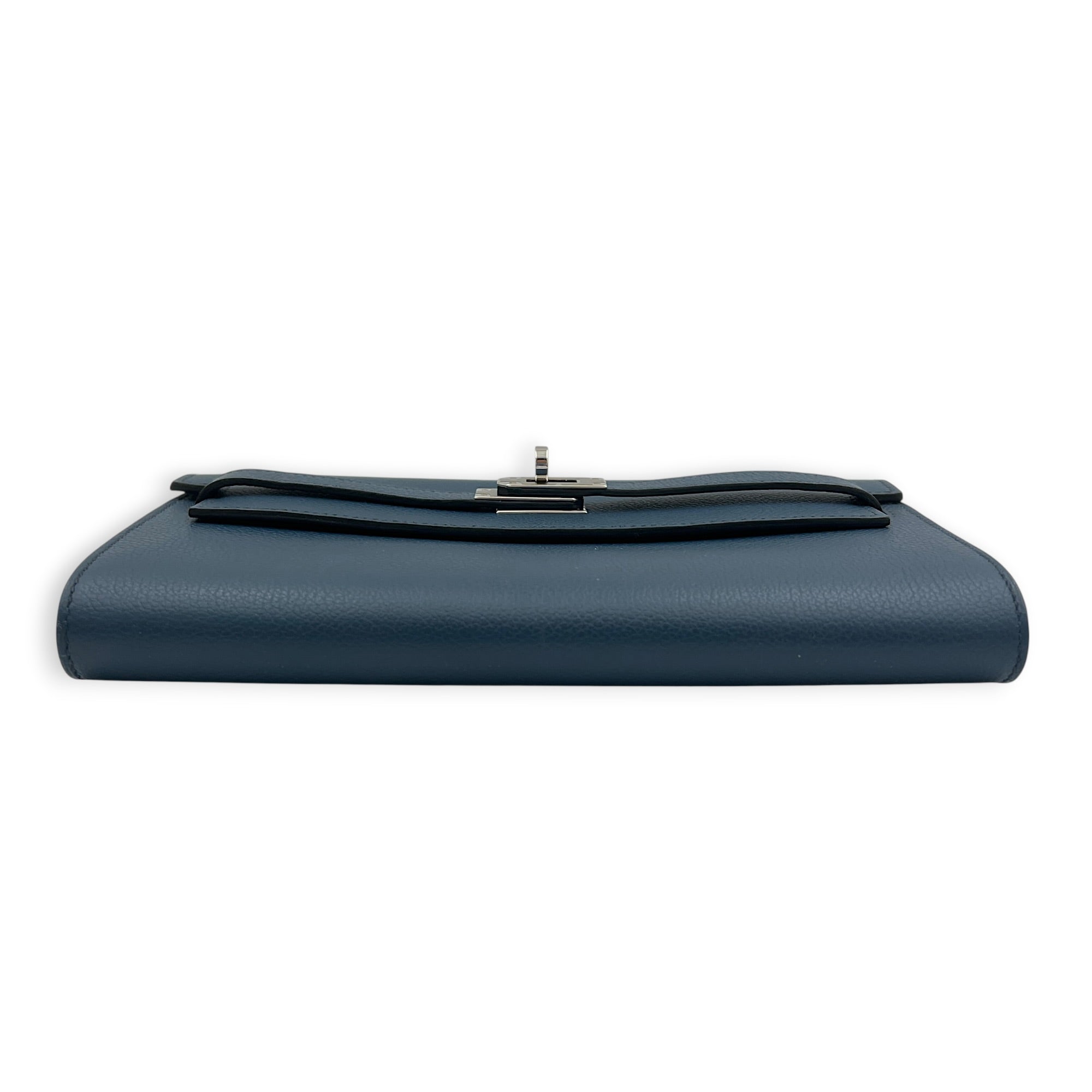 Kelly To Go Bleu de Prusse Wallet in Epsom, Palladium hardware