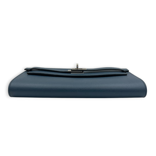 Kelly To Go Bleu de Prusse Wallet in Epsom, Palladium hardware
