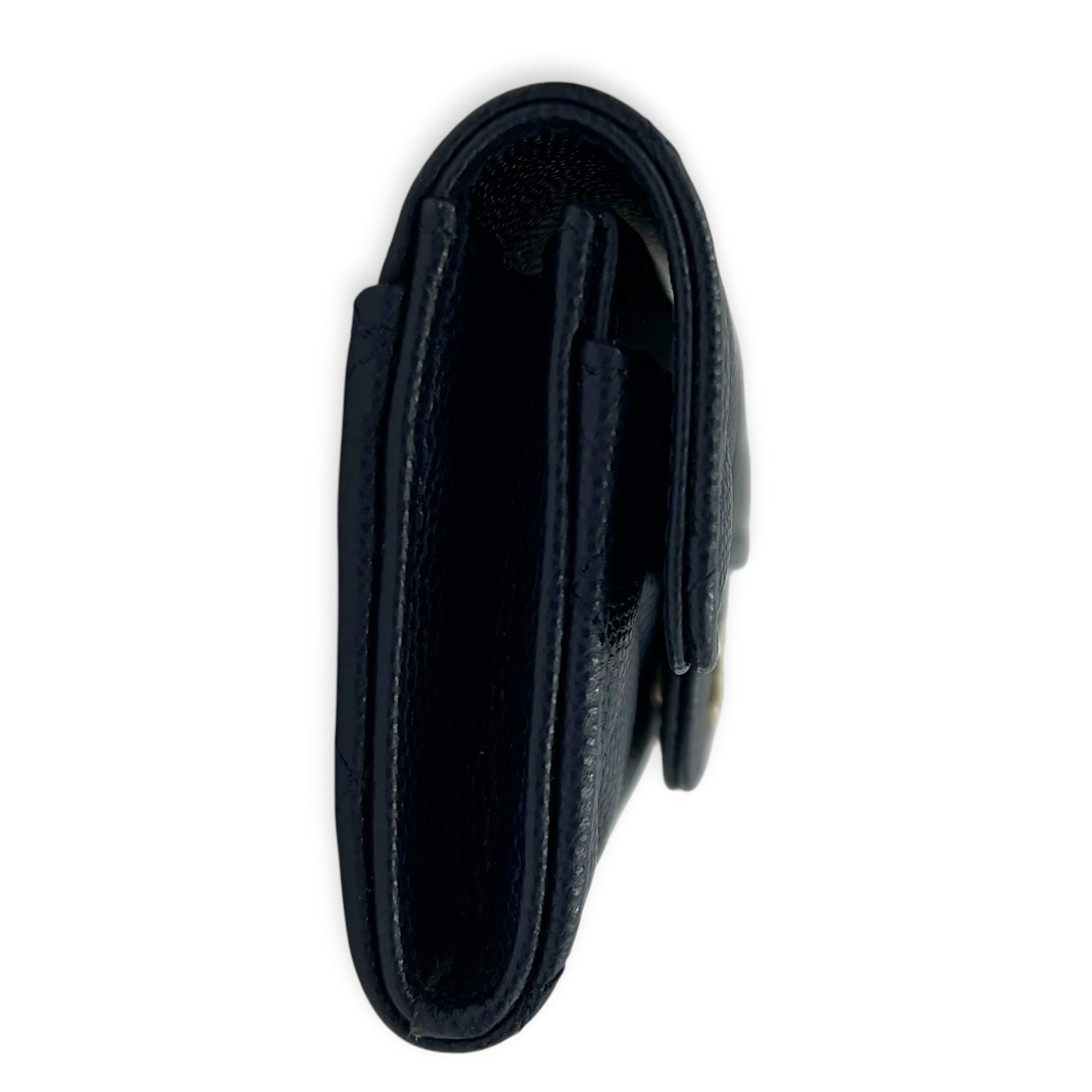 CC Wallet Black in Caviar Leather, Gold hardware