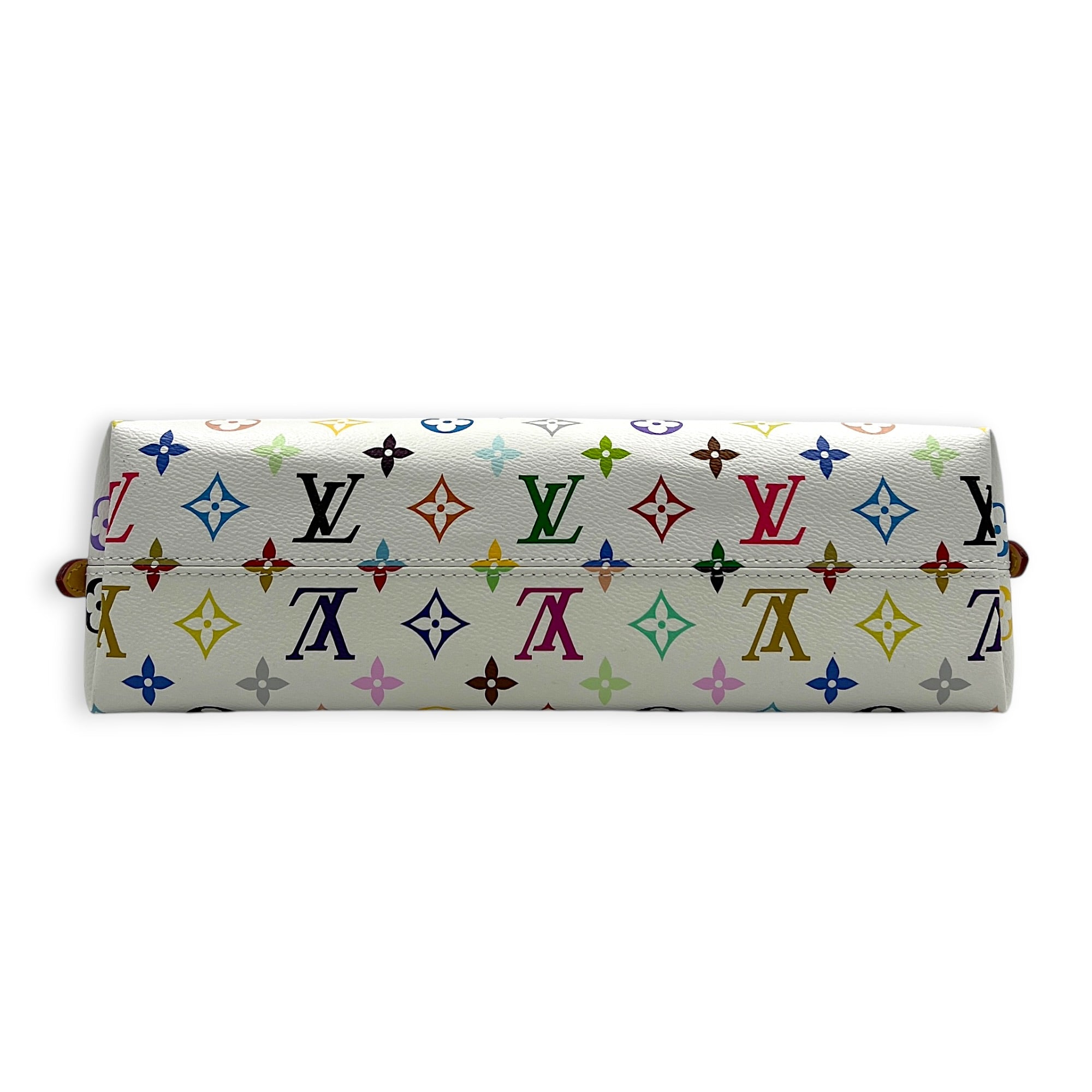Carryall East West White Multicolor Shoulder Bag in Coated Canvas, Gold hardware
