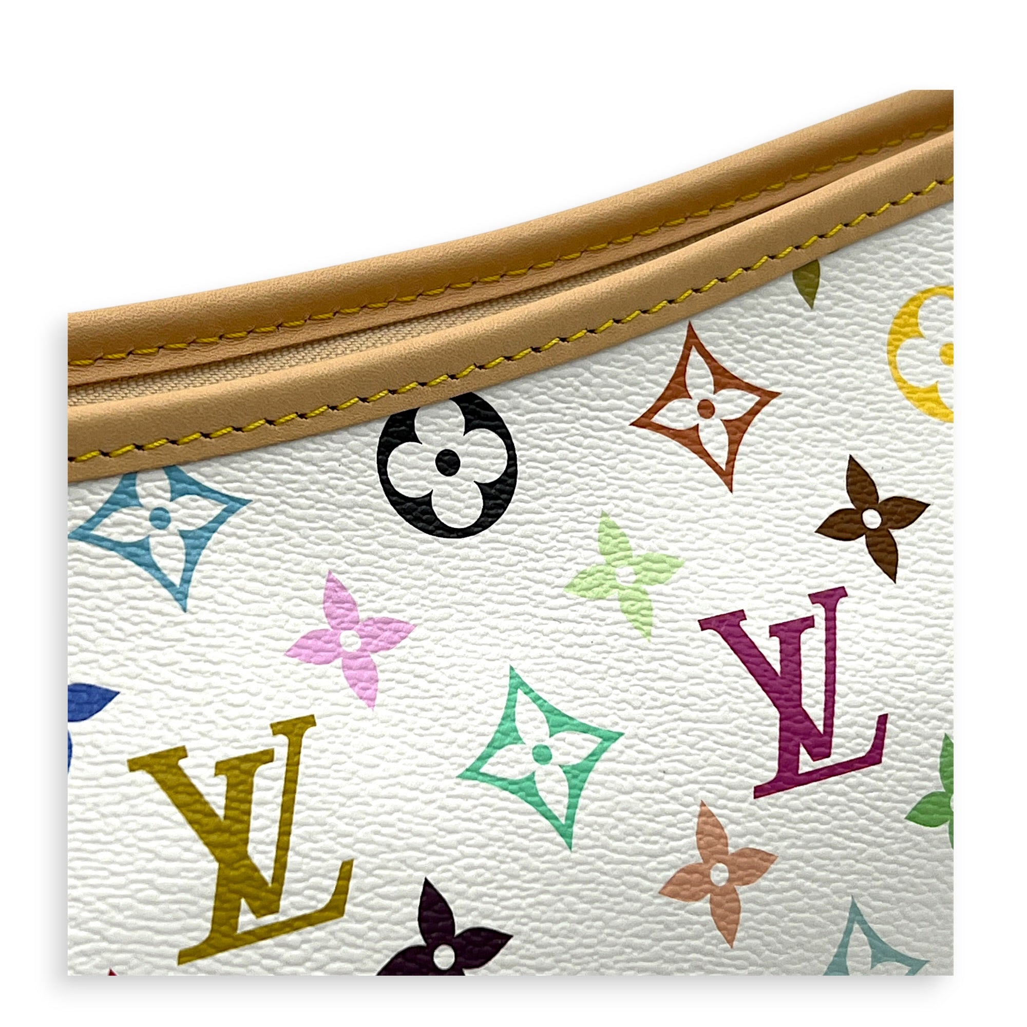 Carryall East West White Multicolor Shoulder Bag in Coated Canvas, Gold hardware