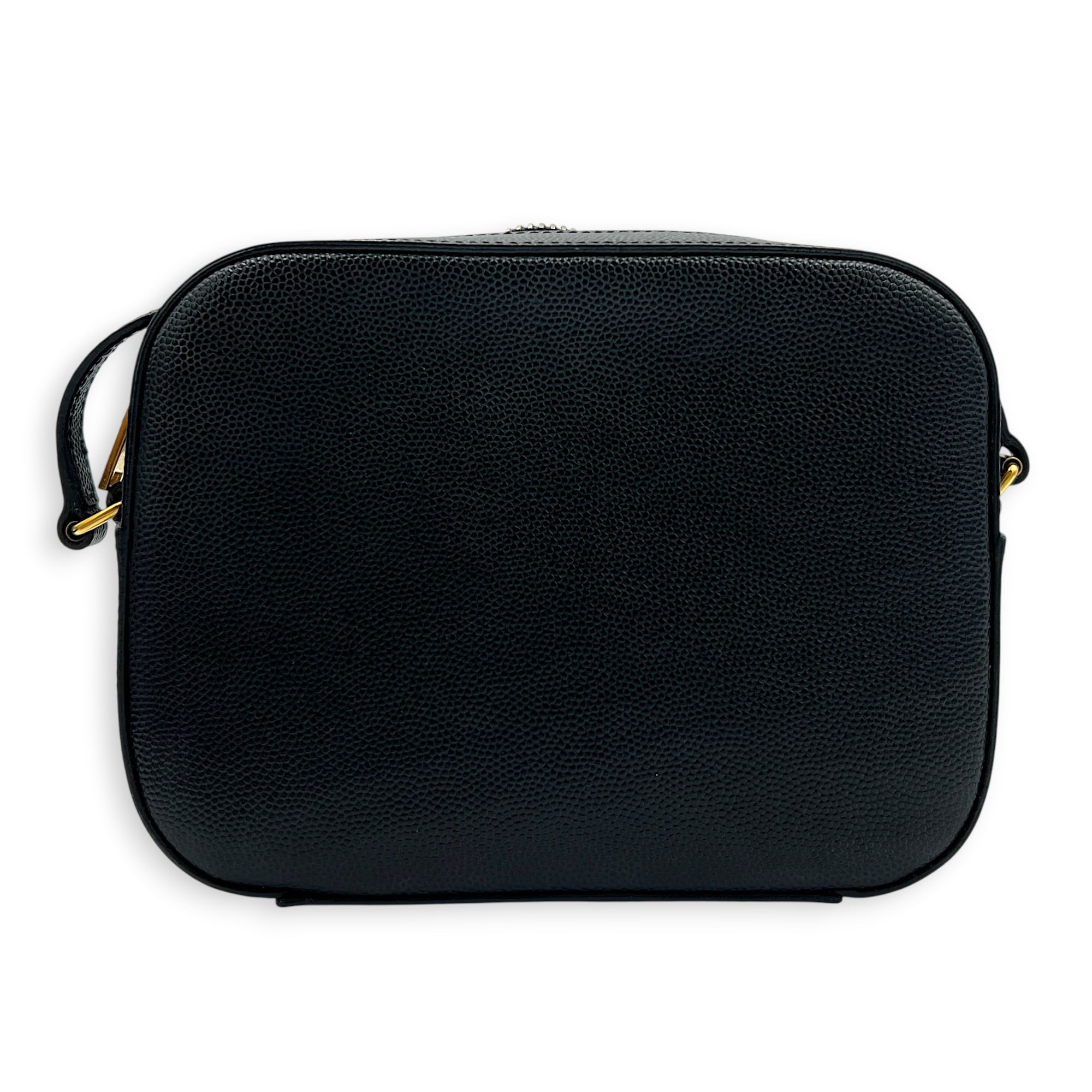 Lou Mini Black Crossbody Bag in Caviar Leather, Gold hardware
