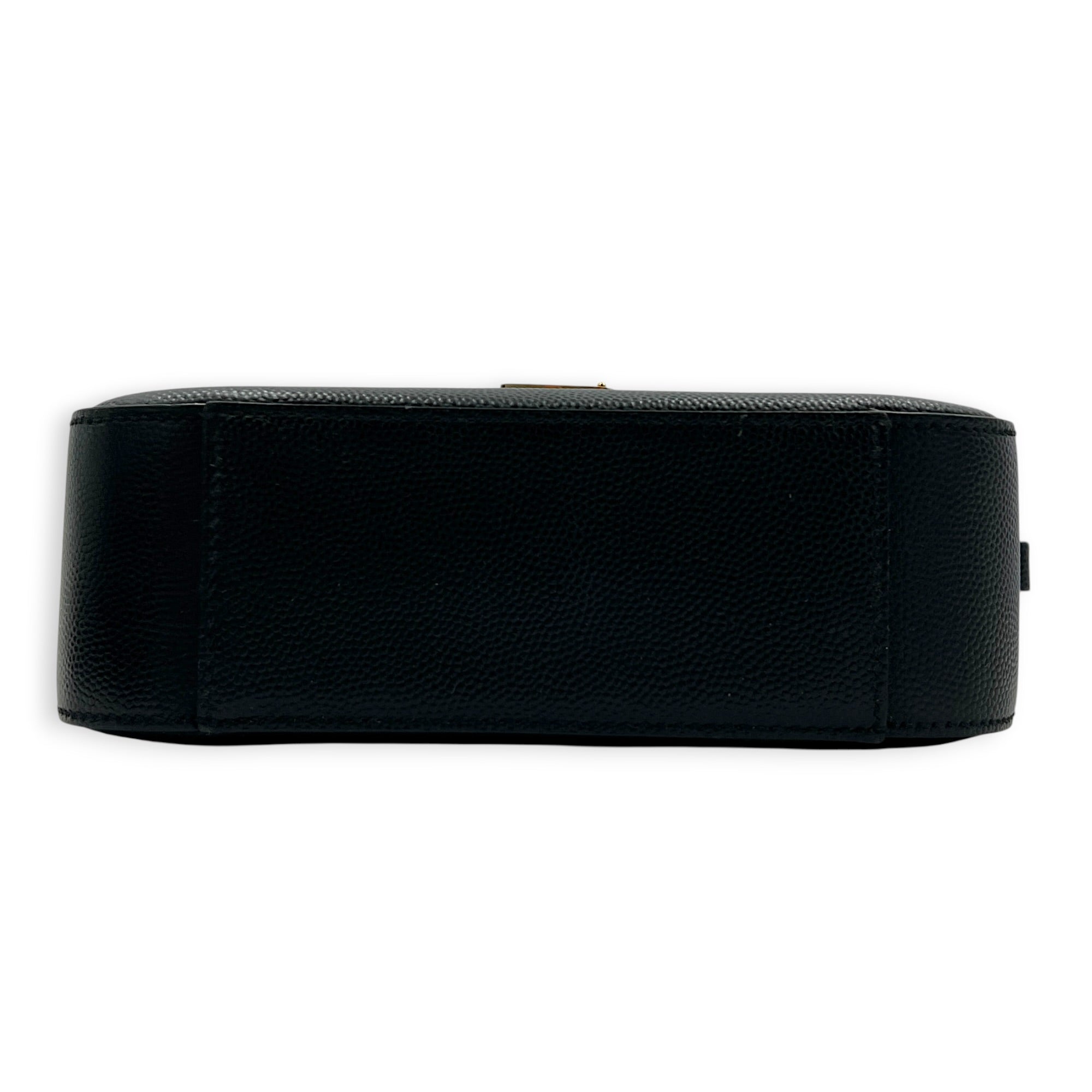 Lou Mini Black Crossbody Bag in Caviar Leather, Gold hardware