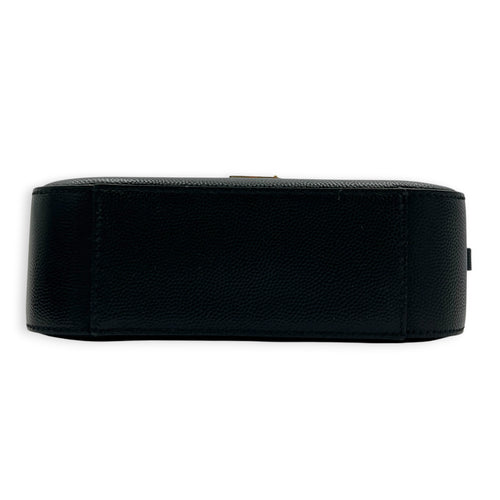 Lou Mini Black Crossbody Bag in Caviar Leather, Gold hardware