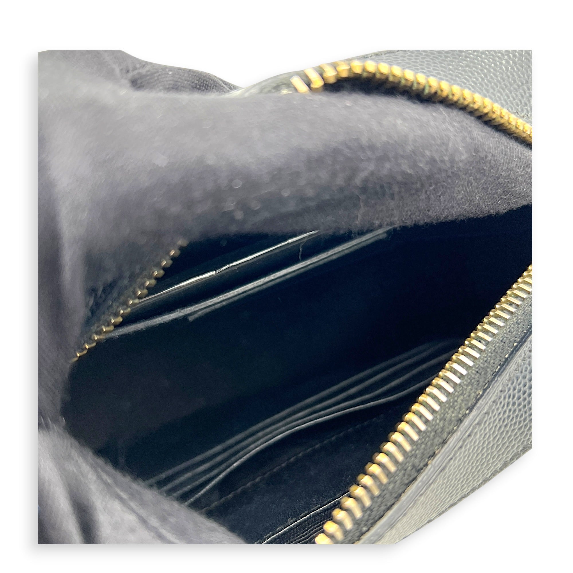 Lou Mini Black Crossbody Bag in Caviar Leather, Gold hardware