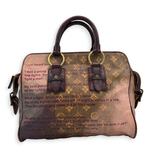 x Richard Prince Graduate Jokes Brown Top Handle Bag in Monogram Coated Canvas, Antique Brass hardware