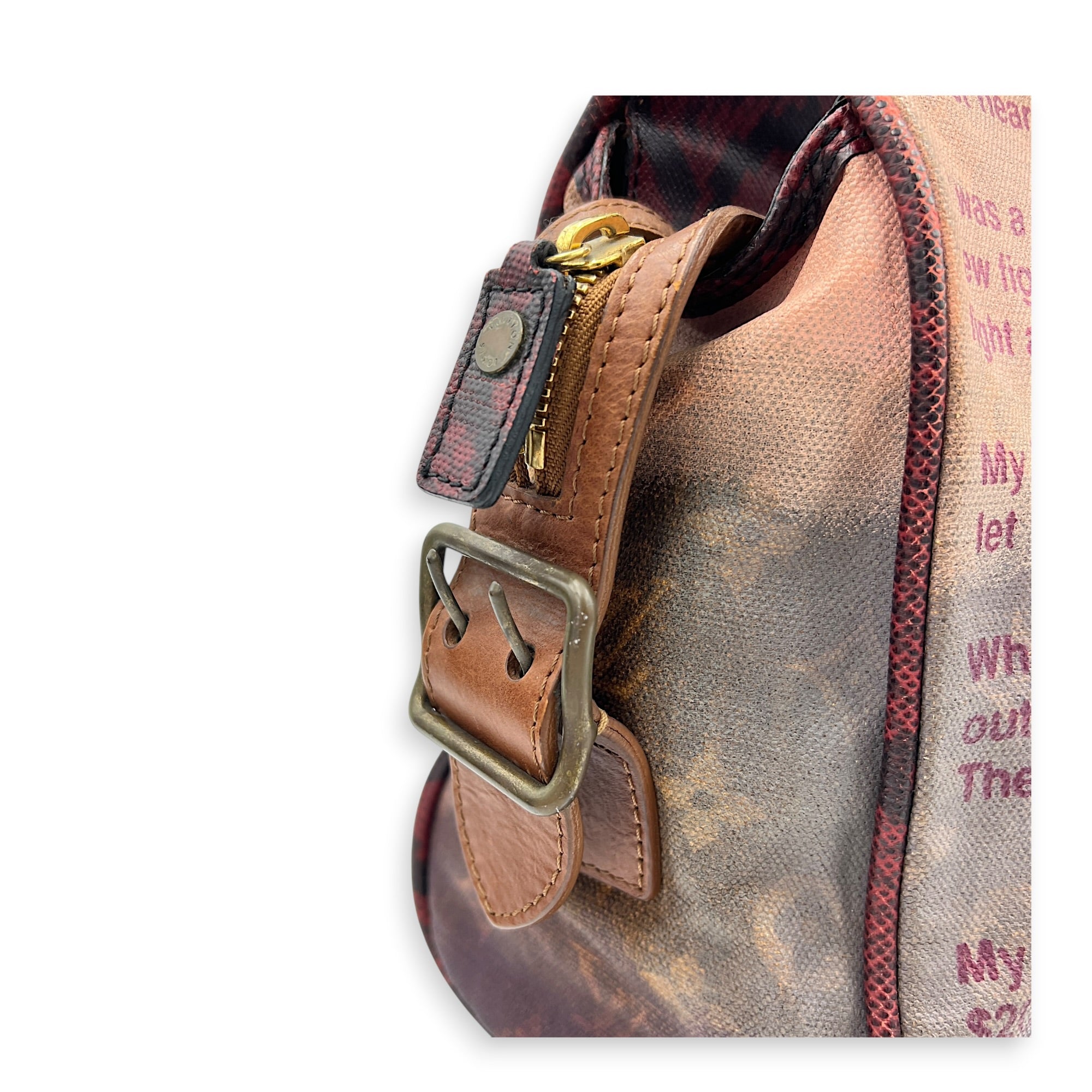 x Richard Prince Graduate Jokes Brown Top Handle Bag in Monogram Coated Canvas, Antique Brass hardware